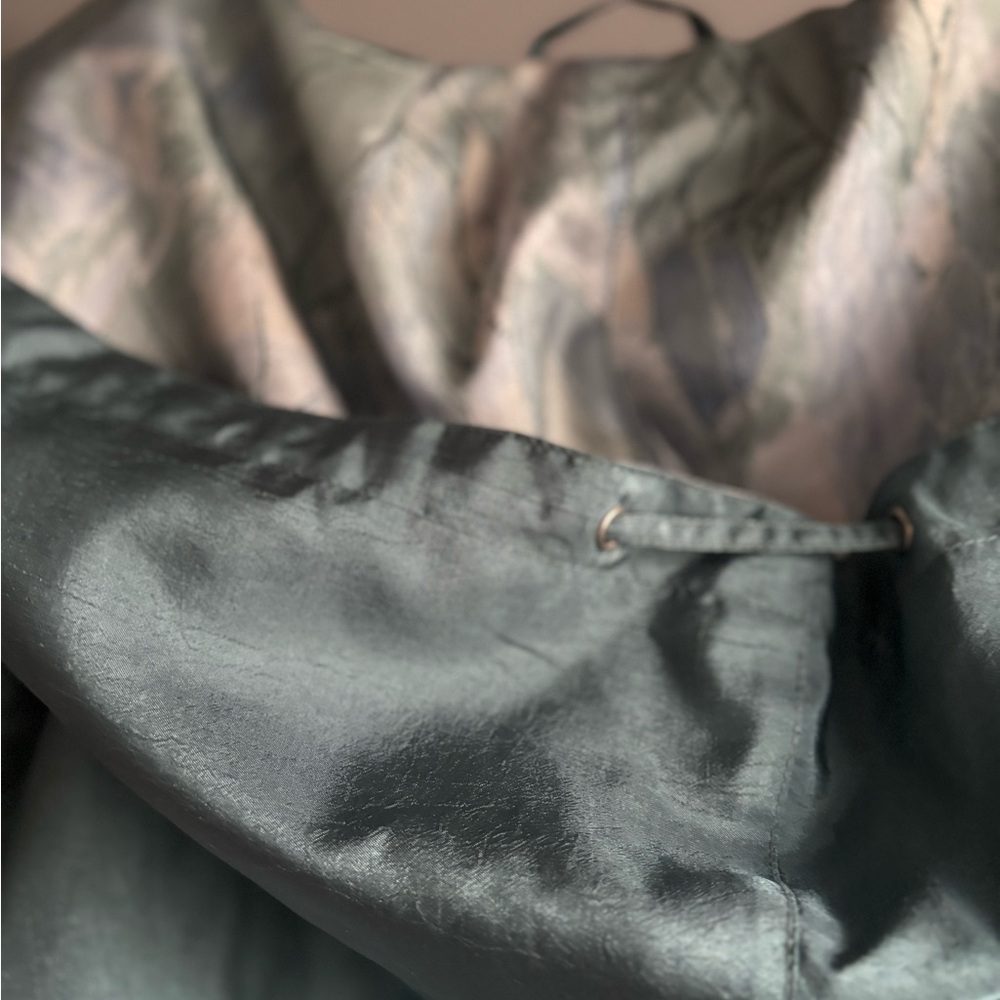Vintage 80s Sage Green Hooded Annex Brand Drawstring Waist Size Mediumtrenchcoat - Picture 6 of 7